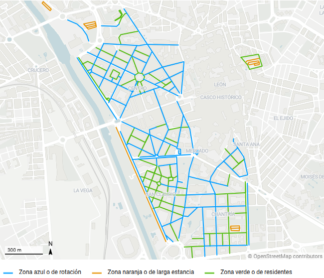 Zonas de Aparcamiento en León.  Azul, Naranja y Verde – Tarifas y Horarios 2025